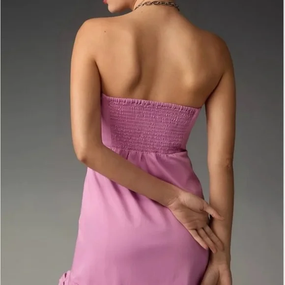 Maeve Anthropologie Lilac Strapless Dress with Floral Details - Picture 2 of 5
